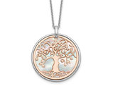 Rose Mother of Pearl Planet Tree of Life Pendant Necklace in Sterling Silver